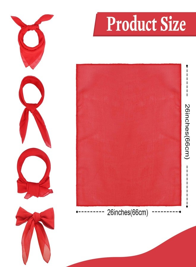 Cyunda Chiffon Scarf for Women and Girls, 26x26 inches Square Neck Scarf, Classic Retro Ribbon Handkerchief for Hair Wrapping,Red - Image 2